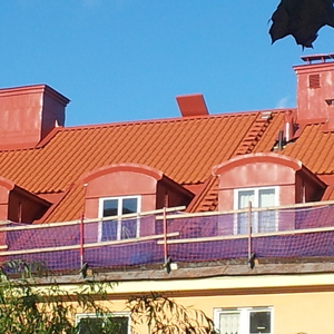 Omläggning av tegel på BRF Myrstacken i Stockholm. Arbetet utfördes 2011.
